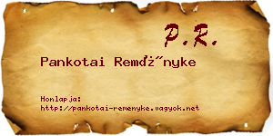 Pankotai Reményke névjegykártya